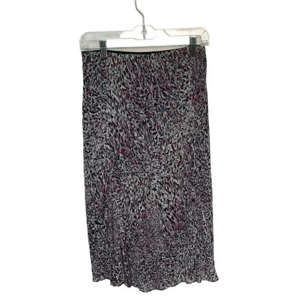East 5thTea Length Gray Black Pink Skirt Ruffled Flare Bottom Size Medium Lined